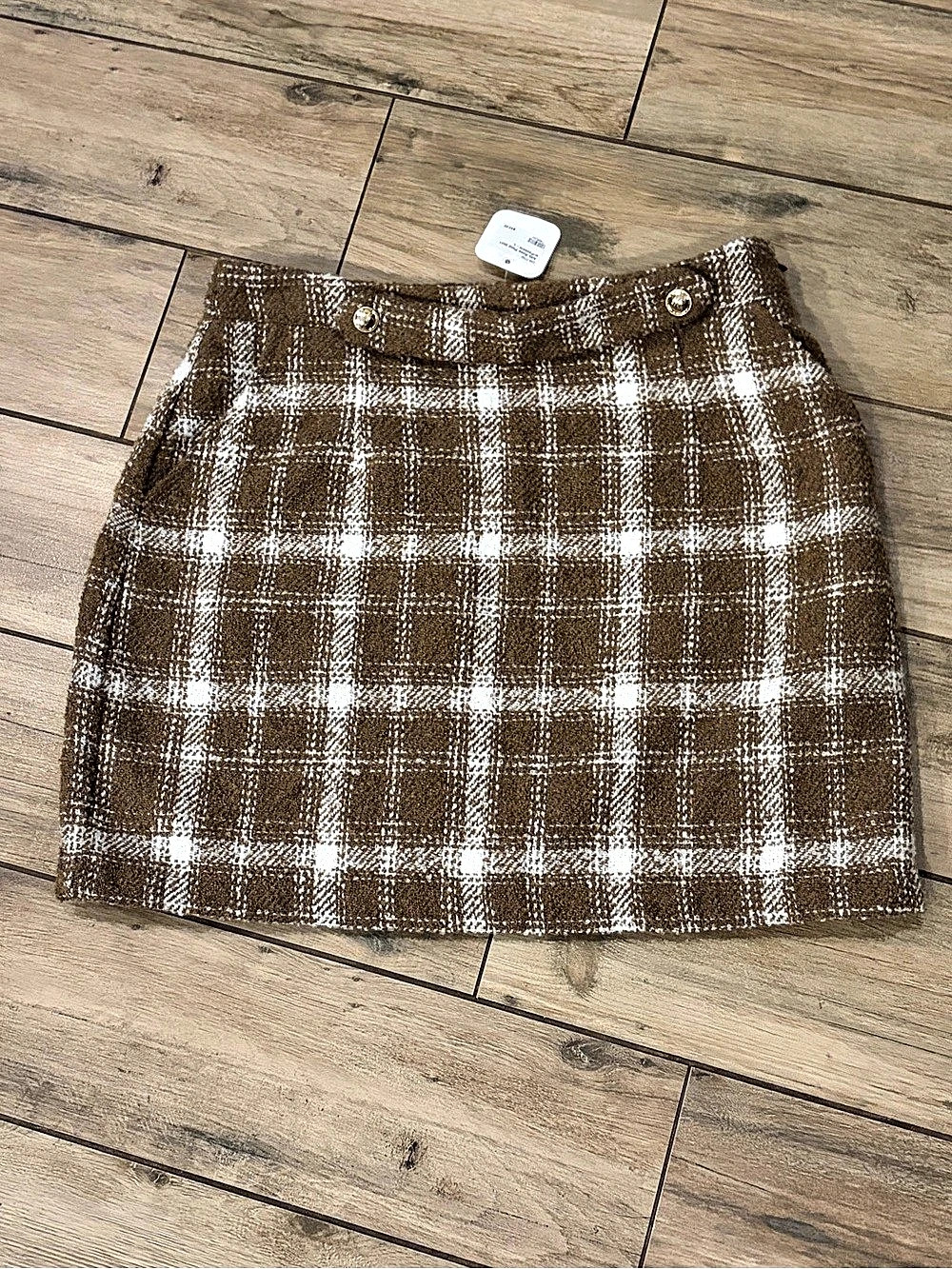Who What Wear Plaid Mini Skirt in Brown & White Size large NWT